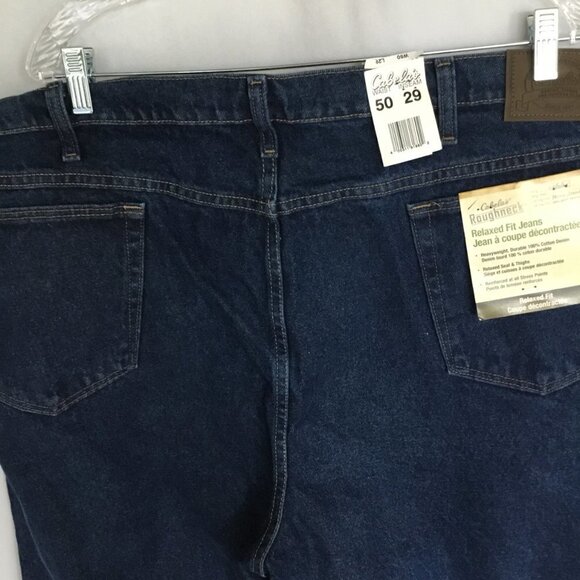 NWT Cabela's Men's Rough Neck Jeans Relaxed Fit Size 50-30 in Dark Wash Workwear - Picture 6 of 11